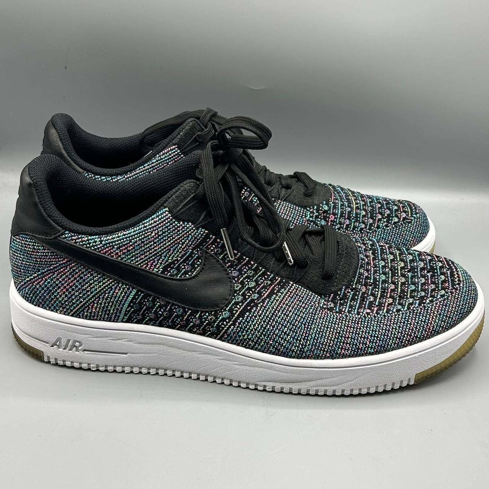 Nike Air Force 1 Ultra Flyknit Low Black Multi Color 817419-002 Men Shoes 13‎